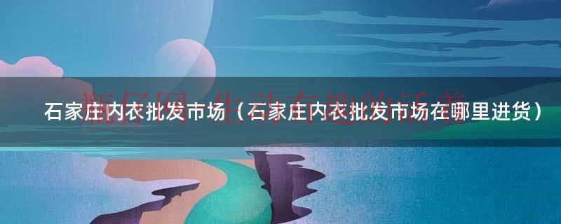 石家庄内衣批发市场（石家庄内衣批发市场在哪里进货）