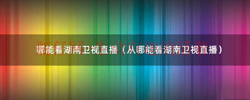 哪能看湖南卫视直播（从哪能看湖南卫视直播）