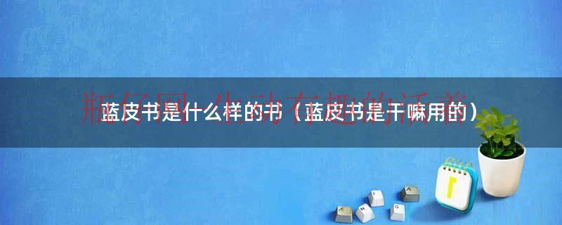 蓝皮书是什么样的书（蓝皮书是干嘛用的）