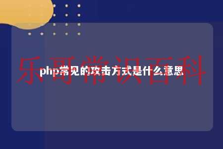 php常见的攻击方式是什么意思