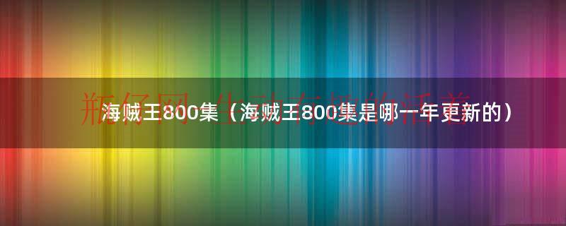 海贼王800集（海贼王800集是哪一年更新的）
