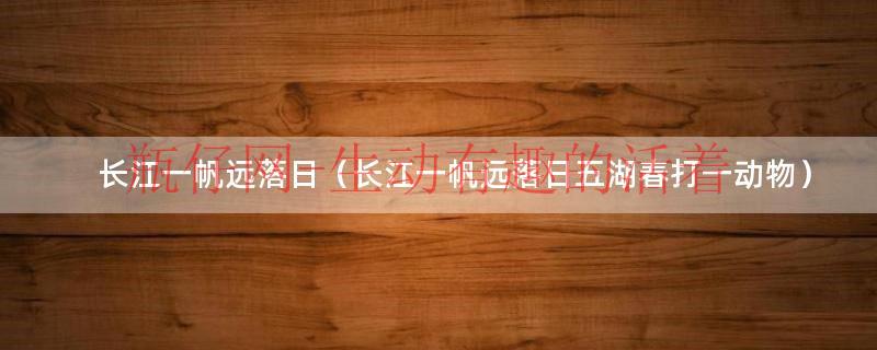 长江一帆远下一句（长江一帆远下一句是啥）