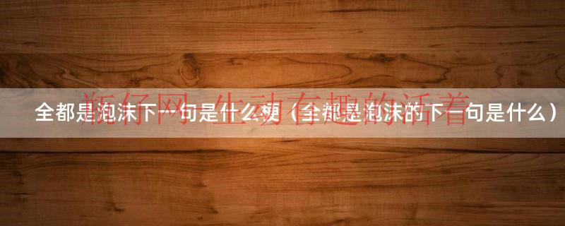 全都是泡沫,下一句是什么?在线等（全都是泡沫下一句是什么是什么意思）
