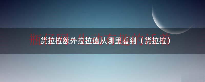 货拉拉额外拉拉值是什么意思（货拉拉的拉拉值在哪里查看）