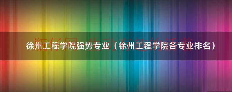 徐州工程学院信息门户（徐州工程学院优势专业排名）