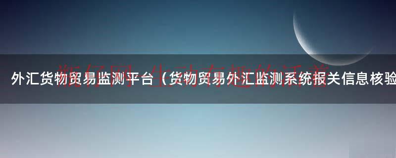 货物贸易外汇监测系统（货物贸易外汇监测系统 企业版网址）