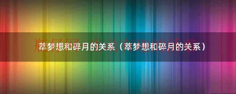 碎月和萃梦想区别（萃梦想）