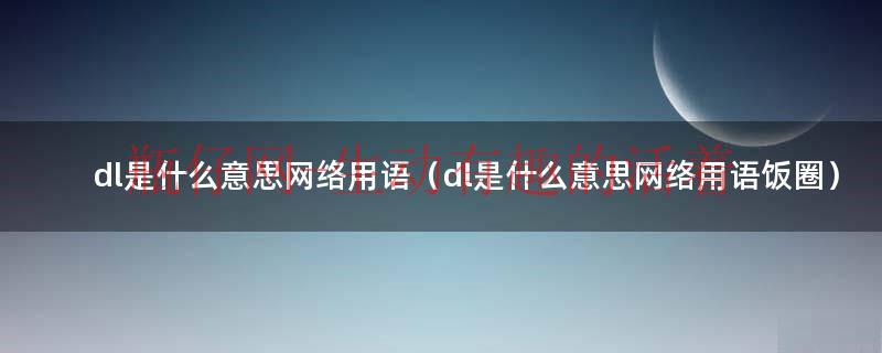 网络语言里dl是什么意思（网络上dl是什么意思啊）