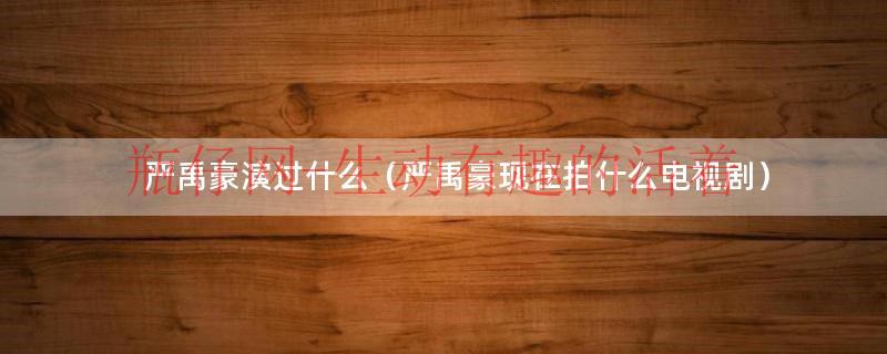 严禹豪演员（严禹豪演过的所有电视剧）