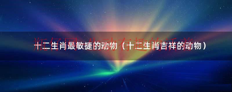 十二生肖最敏捷的动物排名（敏捷的生肖有哪些）