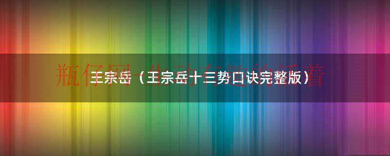 王宗岳拳谱（王宗岳太极）