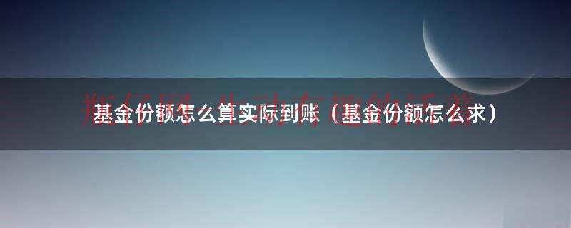 基金份额怎样计算（基金的份额是怎么算）