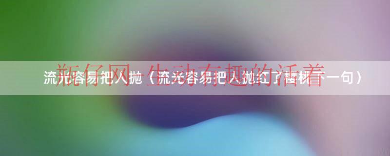 流光容易把人抛的潜台词（流光容易把人抛全文阅读）