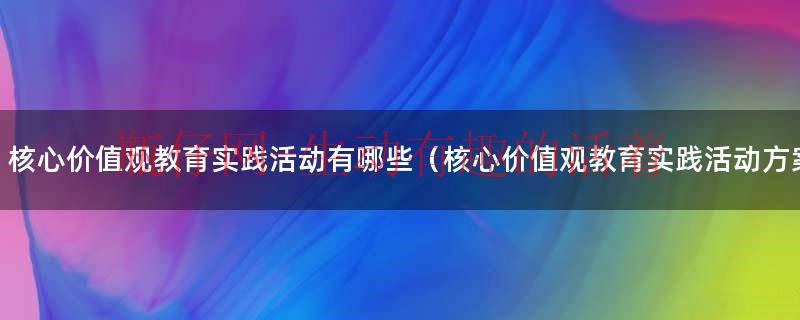 核心价值观教育实践活动有哪些（核心价值观教育实践活动方案）